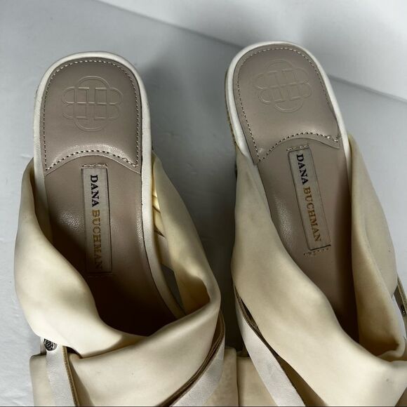 Dana Buchman Ivory/White Stretch Sandal Wedges With Jute Heel Women's Size 9.5 - Picture 3 of 9
